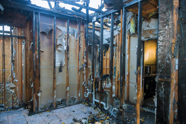 Professional Emergency Fire Damage Restoration technician working in Shafer, MN